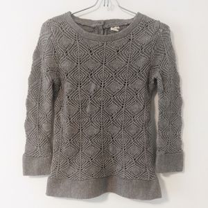 J Crew Factory Fairycore Open Knit Gray Pullover Sweater Alpaca Wool Blend
